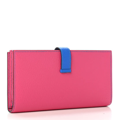 Hermes Chevre Mysore Horseshoe Bearn Gusset Wallet Rose Shocking Bleu Hydra 2 of 4