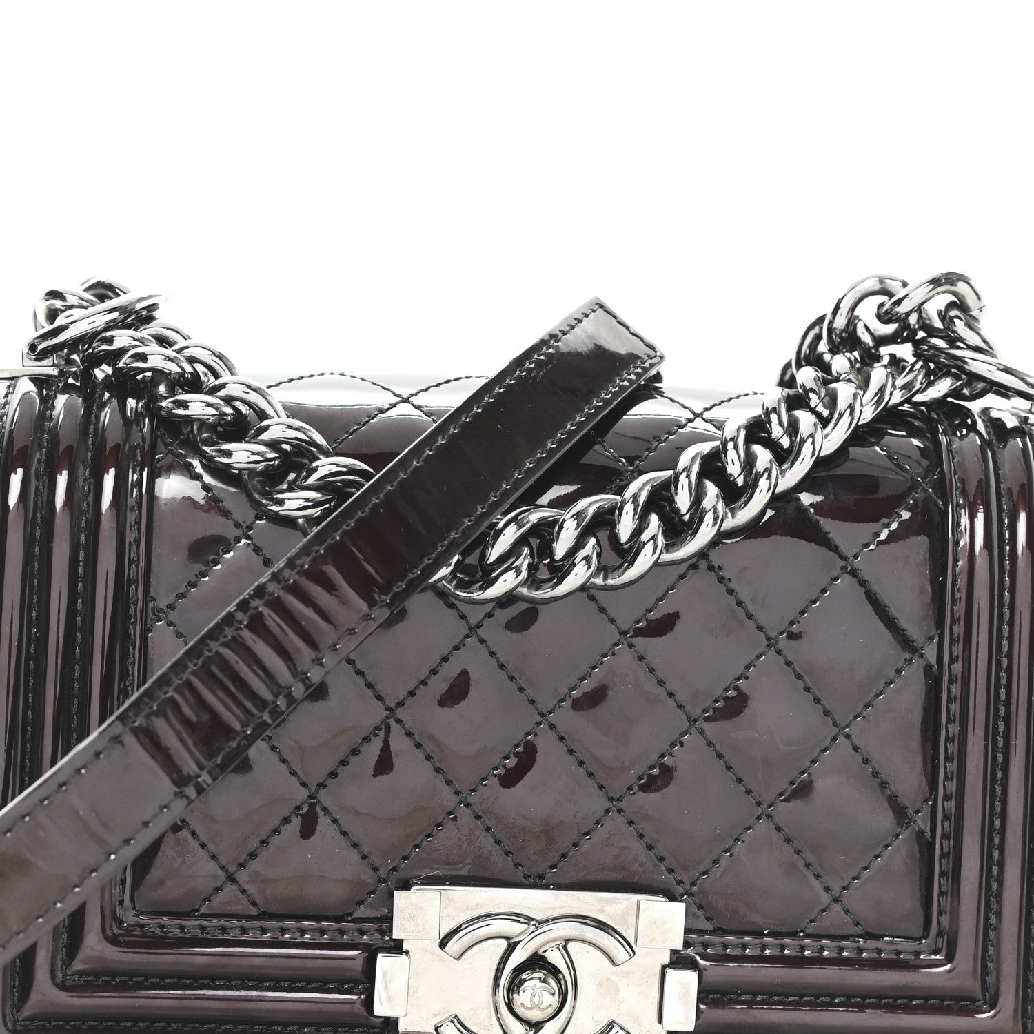 Chanel Patent Calfskin Quilted Small Boy Flap Burgundy 8 of 10