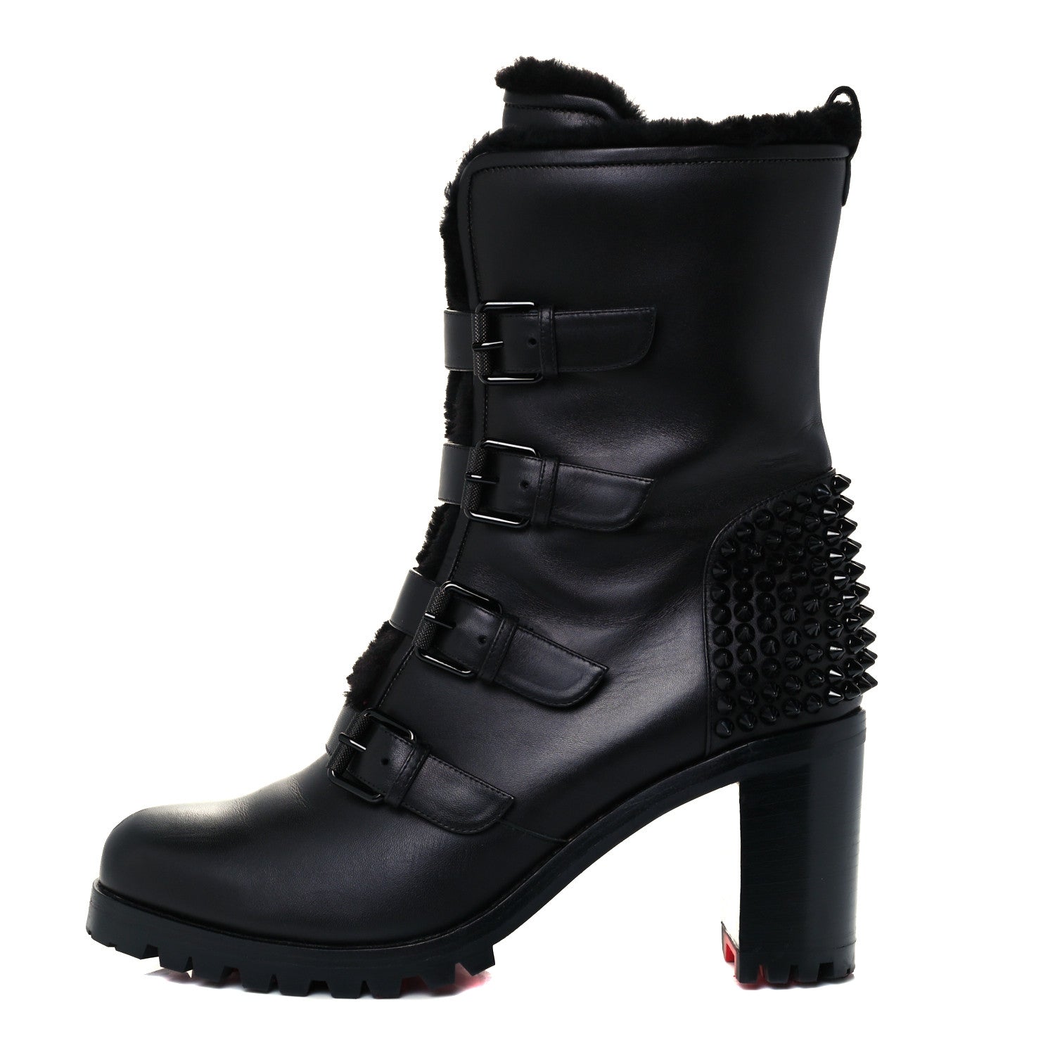 Christian Louboutin Calfskin Shearling Glorymount 70 Boots 39 Black 1 of 10