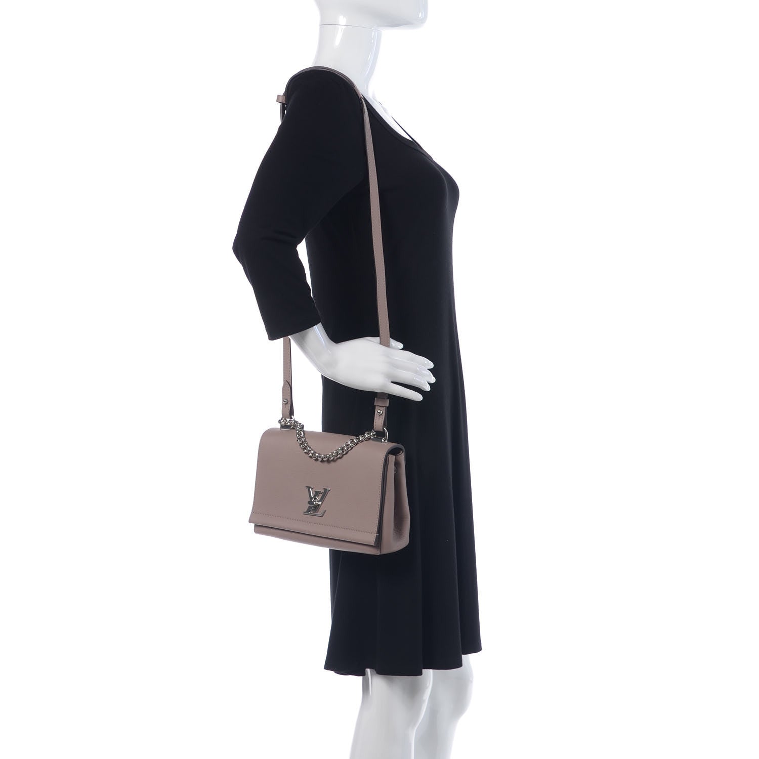 Louis Vuitton Soft Calfskin Lockme II Chain Bag BB Mastic 2 of 10