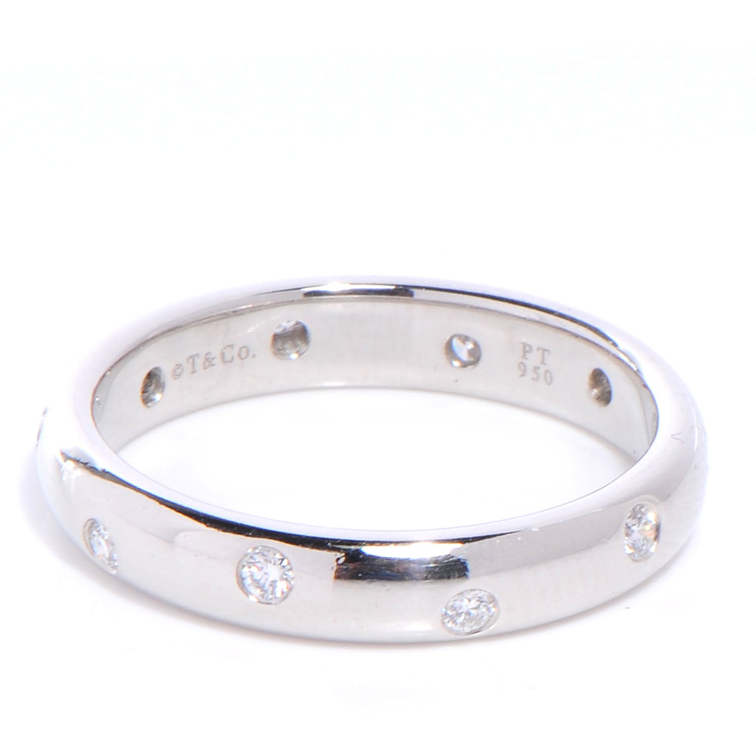 Tiffany Platinum and Diamond 4mm Etoile Band Ring 60 9 1 of 5