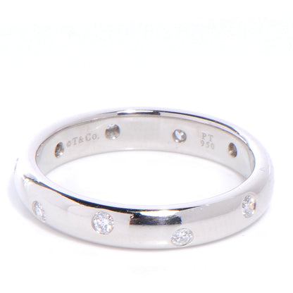 Tiffany Platinum and Diamond 4mm Etoile Band Ring 60 9 1 of 5