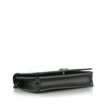 Chanel Calfskin Quilted Boy Wallet On Chain WOC So Black 4 of 8