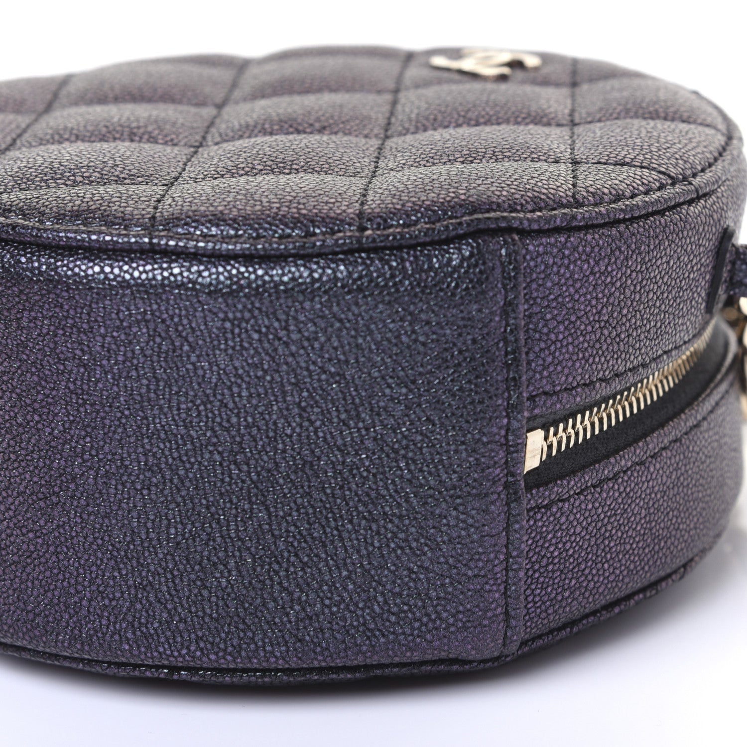 Chanel Iridescent Caviar Quilted Round Clutch With Chain Black 7 of 11