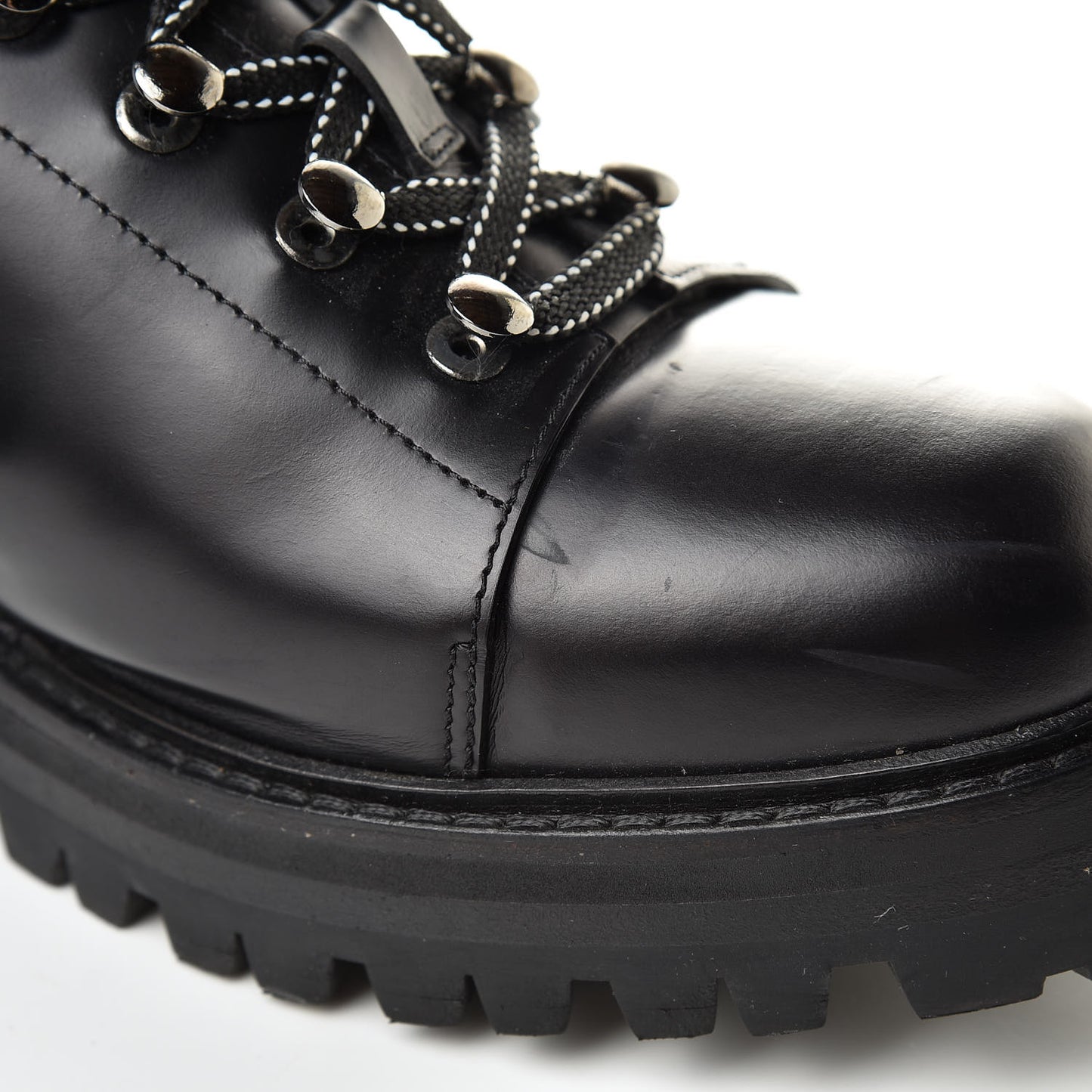 Smooth Calfskin Rockstud Buckled 25mm Combat Boots 40 Black