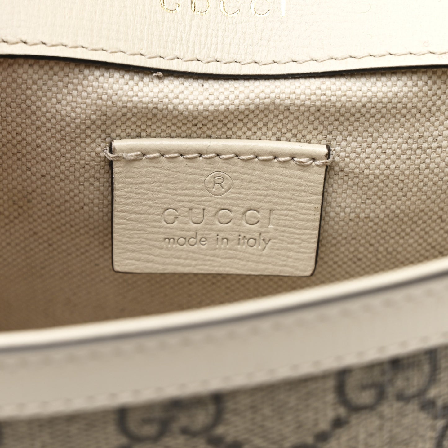 GG Supreme Monogram Web Mini Horsebit 1955 Shoulder Bag Beige Mystic White