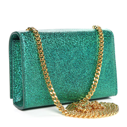 Saint Laurent Metallic Calfskin Small Classic Monogram Kate Satchel Green 3 of 6