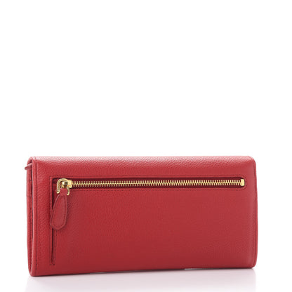 Prada Vitello Daino Continental Flap Wallet Fuoco 3 of 9