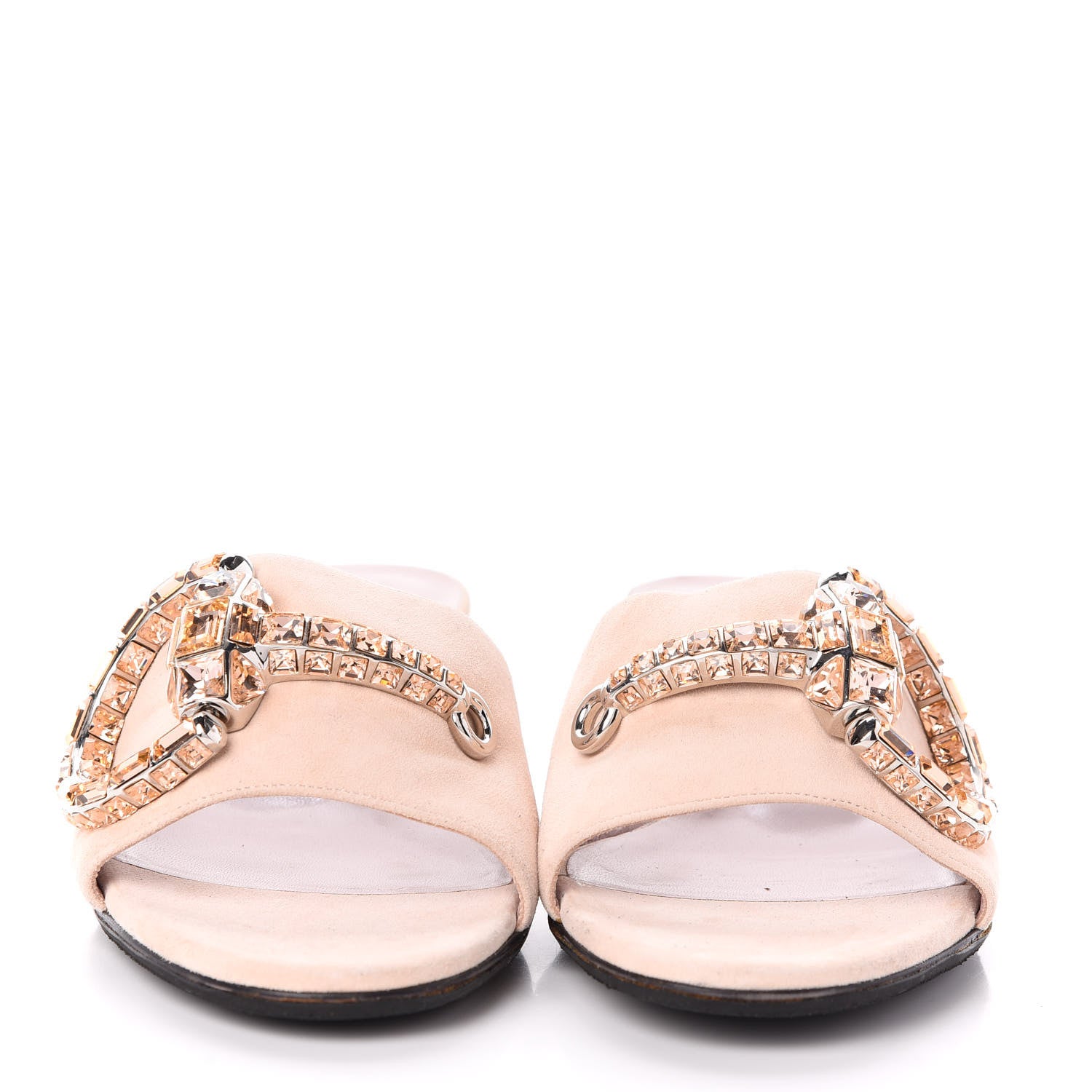 Gucci Suede Crystal Maxine Horsebit Slide Sandals 39 Blush Pink 2 of 7