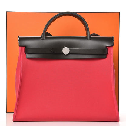 Hermes Toile Officer Vache Hunter Herbag Zip 31 PM Rose Extreme Kaki 10 of 12