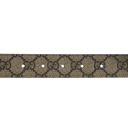 Gucci GG Supreme Monogram Plutone Calfskin Enamel Double G 30mm Belt 80 32 Beige Ebony Black 5 of 5