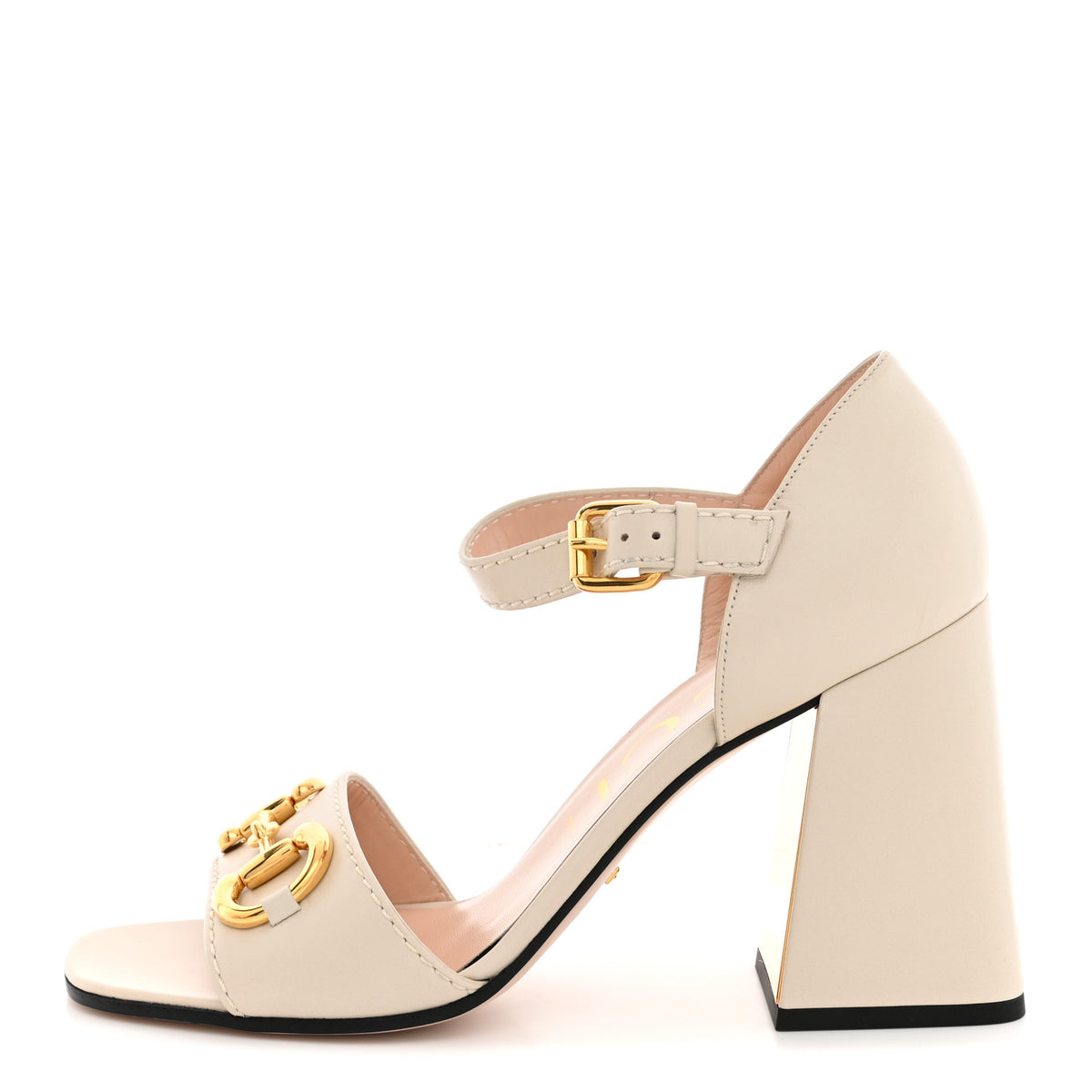 Gucci Nappa Horsebit Cross Strap 95mm Sandals 41 Mystic White 1 of 10