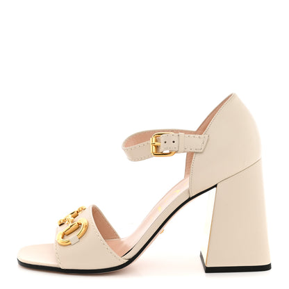 Gucci Nappa Horsebit Cross Strap 95mm Sandals 41 Mystic White 1 of 10