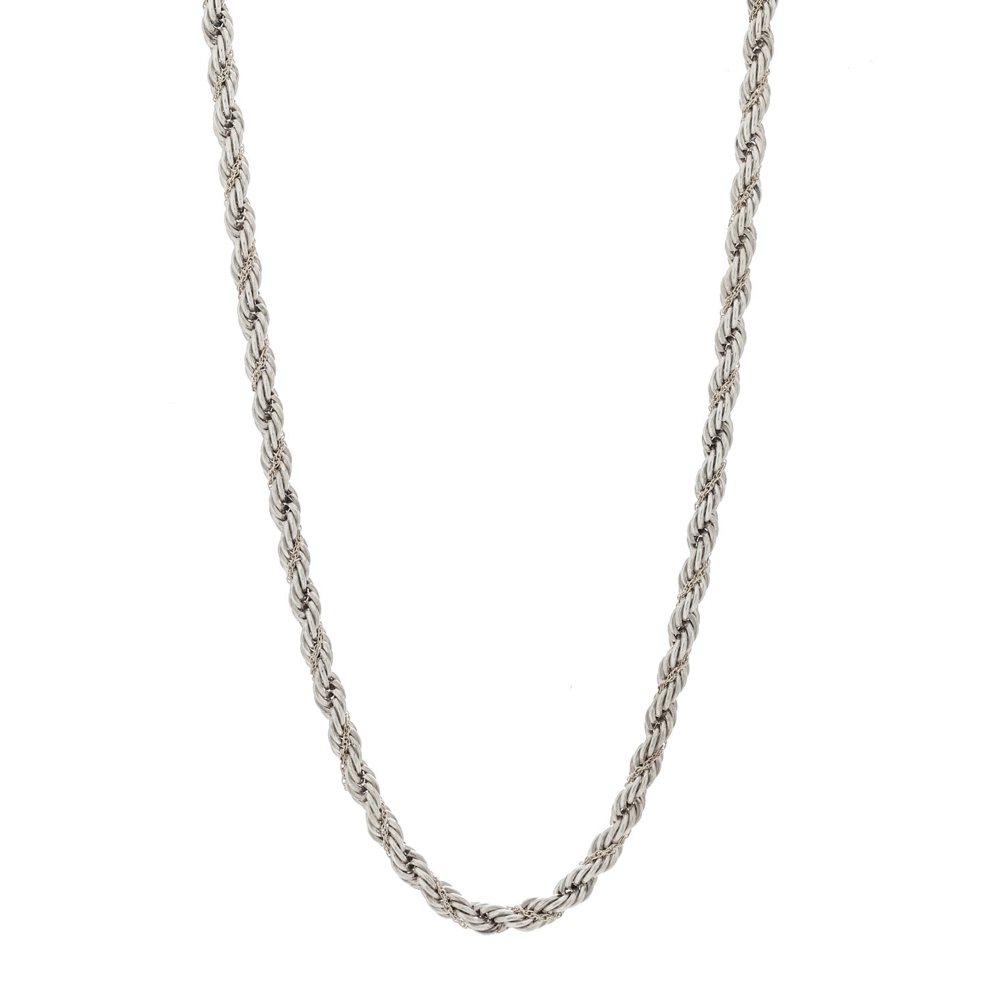Sterling Silver 18K Yellow Gold Rope Chain Necklace 22"