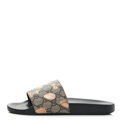 Gucci GG Supreme Monogram Berry Womens Slide Sandals 39 Beige Light Copper 1 of 7