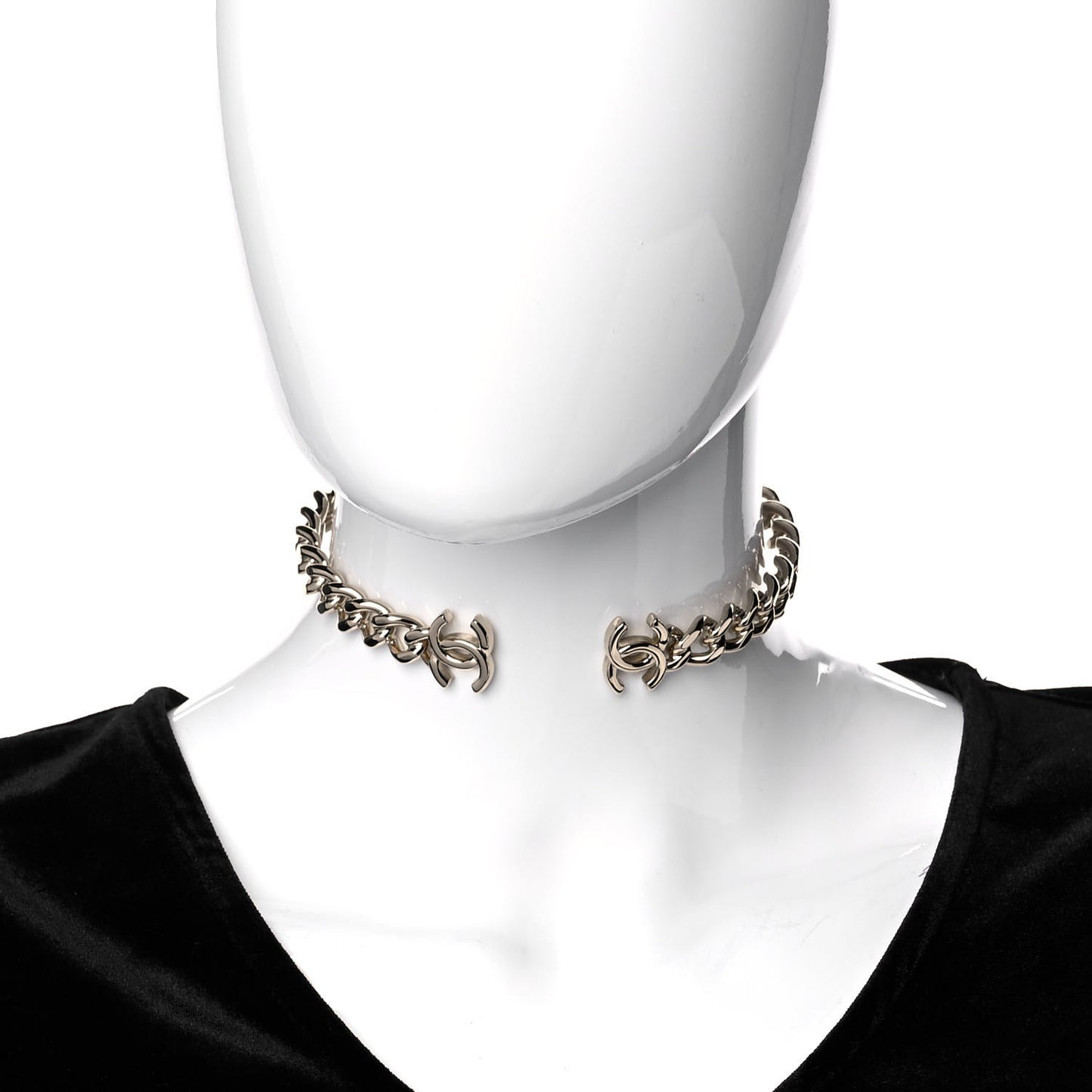 Metal CC Chain Link Choker Necklace M Gold