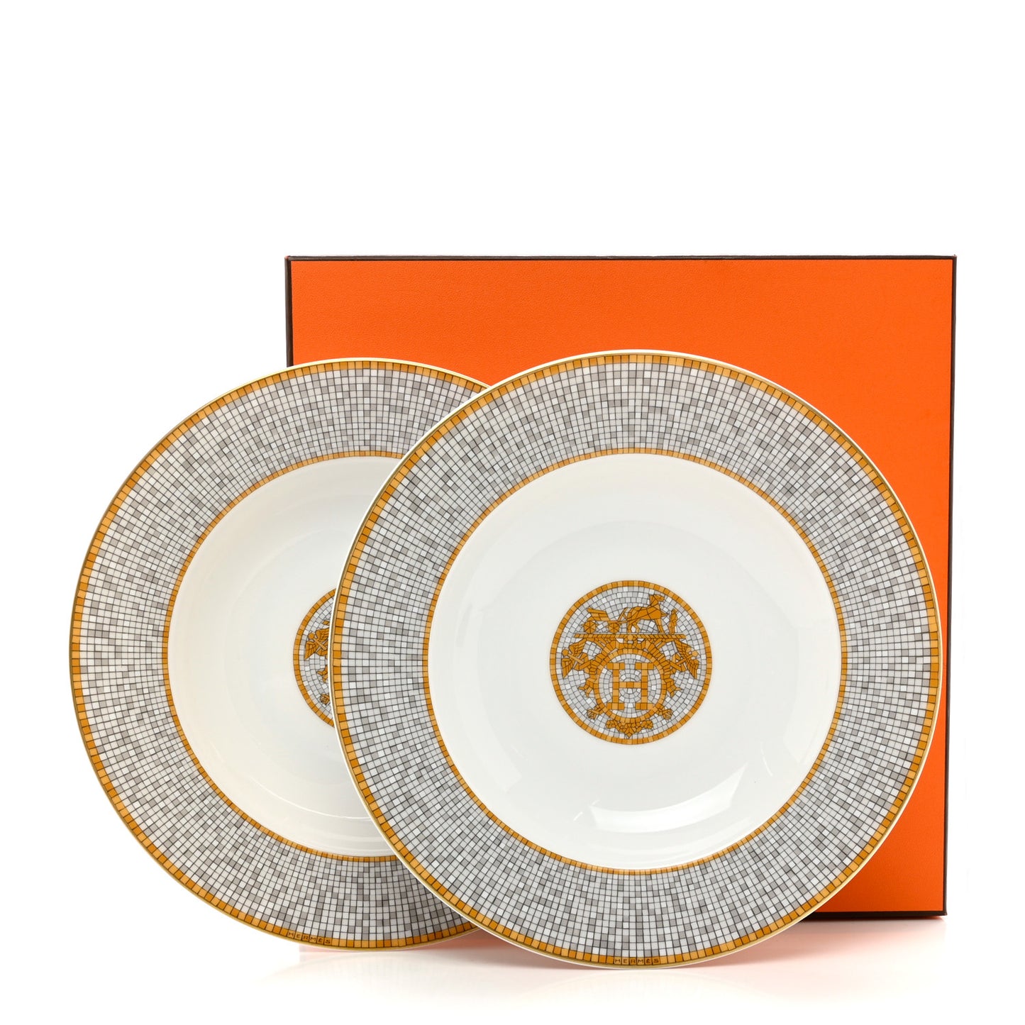 Porcelain Mosaique Au 24 Platine Soup Plate Set of 2