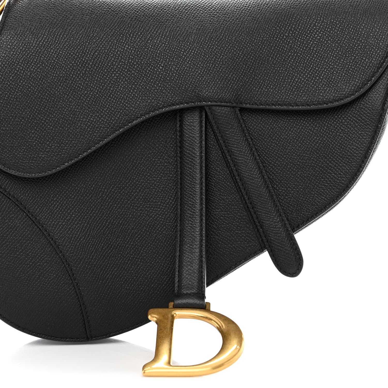 Christian Dior Grained Calfskin Saddle Bag Black 8 of 10