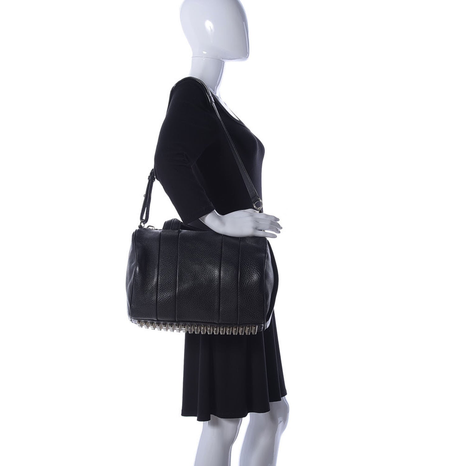 Alexander Wang Pebbled Lambskin Rocco Black Pale Gold Hardware 2 of 10