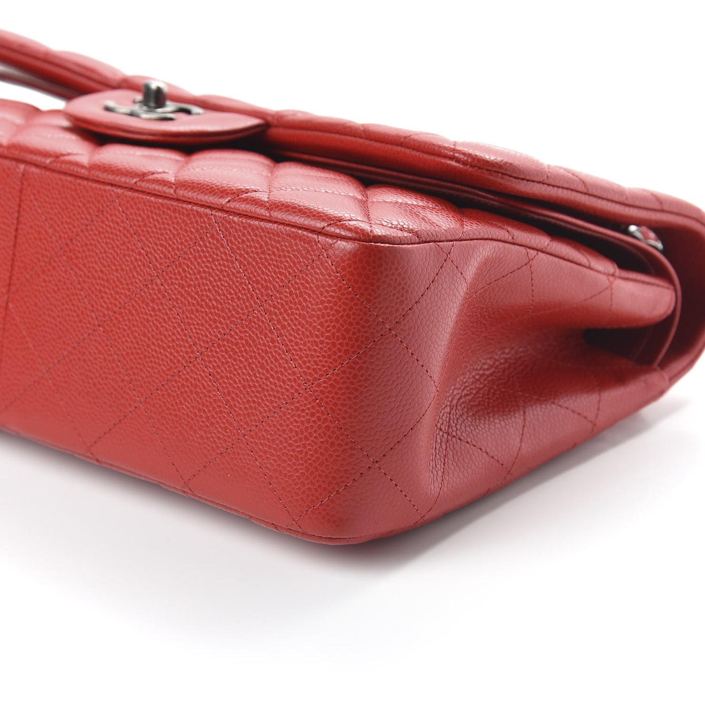 Caviar Quilted Jumbo Double Flap Red