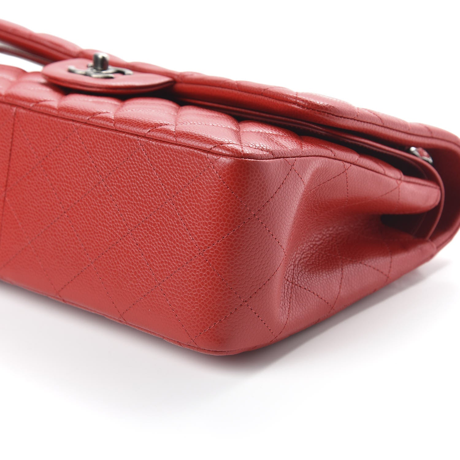 Chanel Caviar Quilted Jumbo Double Flap Red 6 of 10