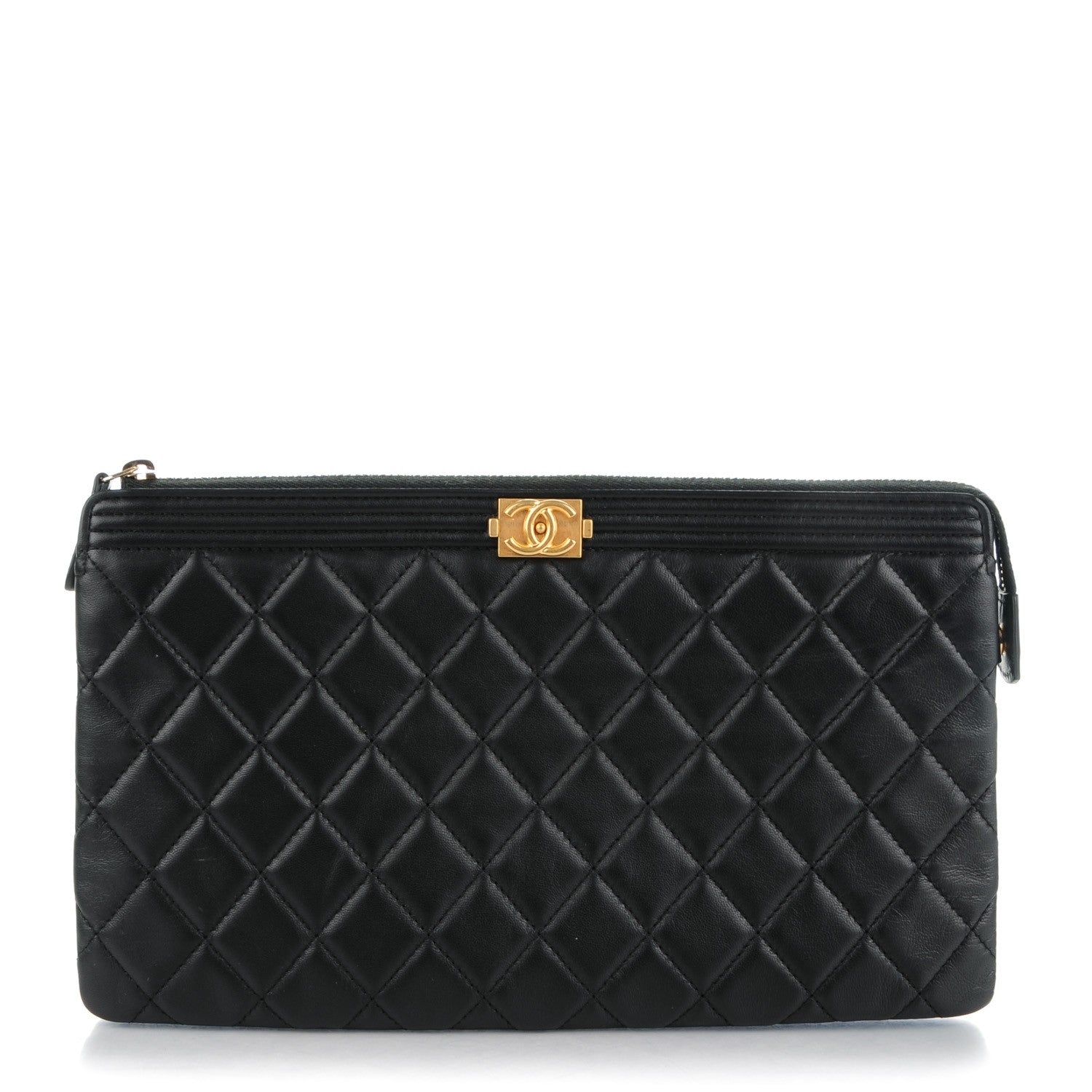 Chanel Lambskin Quilted Medium Boy Pouch Black 1 of 8
