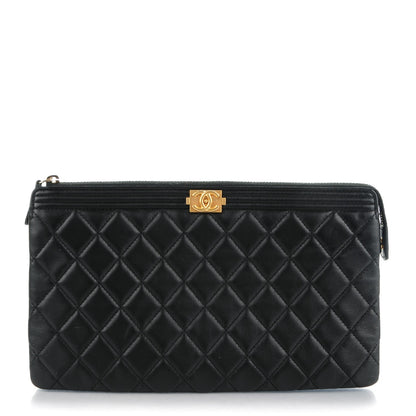 Chanel Lambskin Quilted Medium Boy Pouch Black 1 of 8