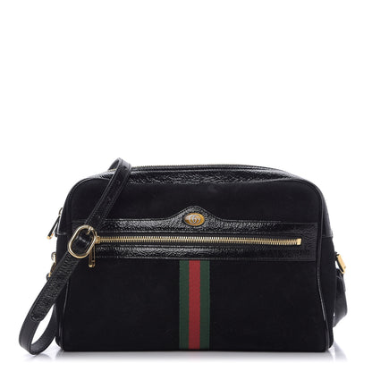 Gucci Suede Patent Web Small Ophidia Shoulder Bag Black 1 of 9
