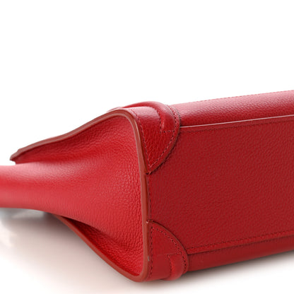 Celine Drummed Calfskin Nano Luggage Red 9 of 10