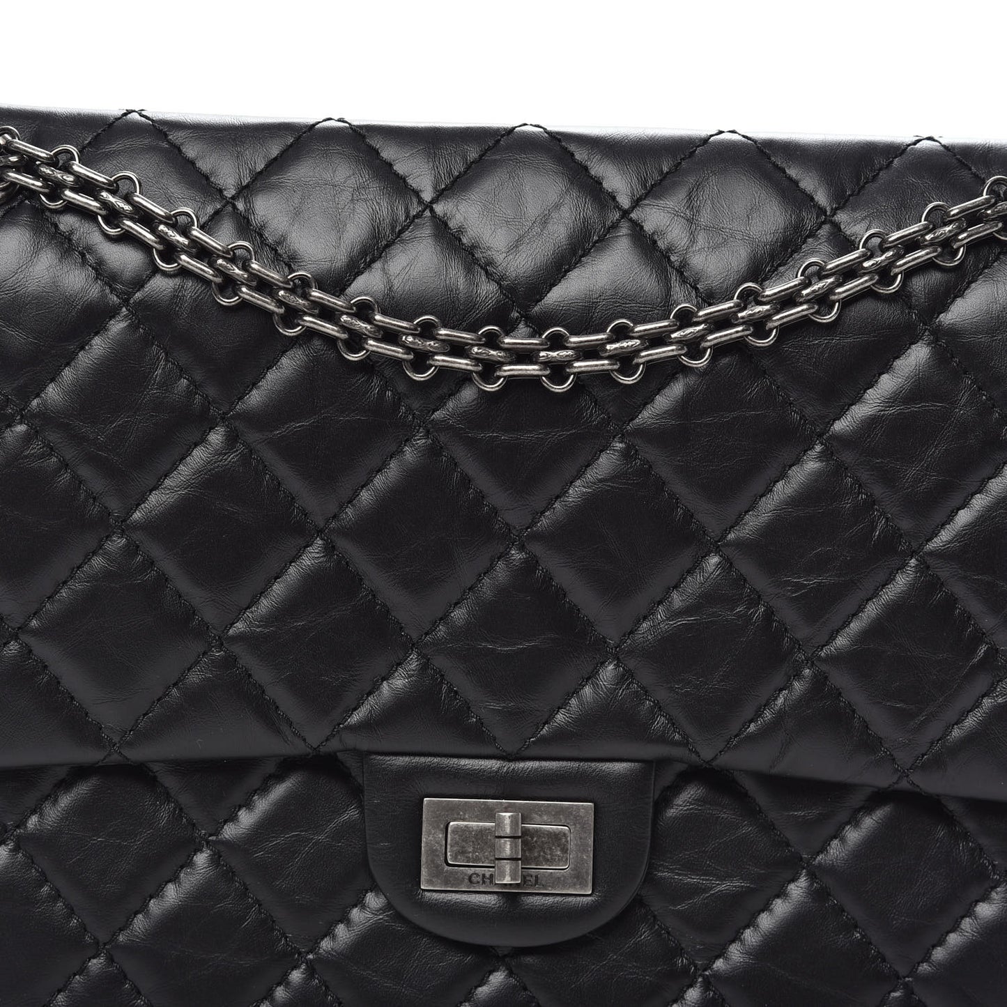 Aged Calfskin Quilted 2.55 Reissue 226 Flap Black