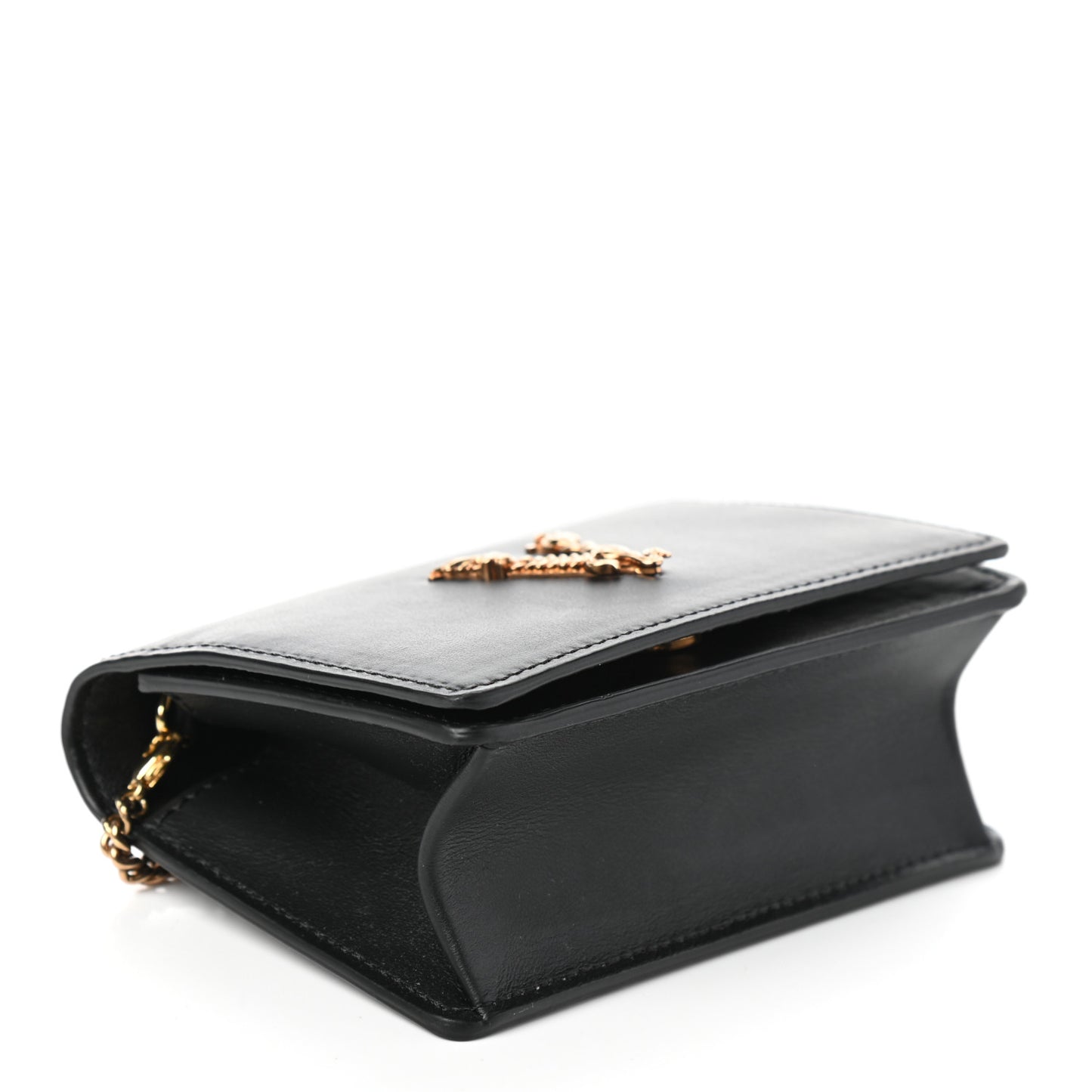 Vitello Mini Virtus Chain Clutch Black