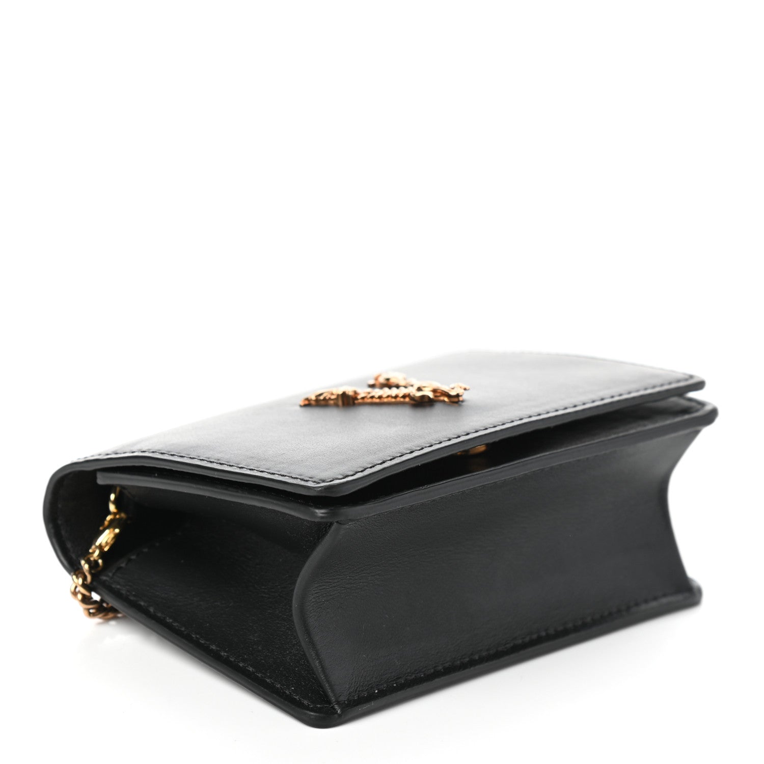 Versace Vitello Mini Virtus Chain Clutch Black 4 of 8