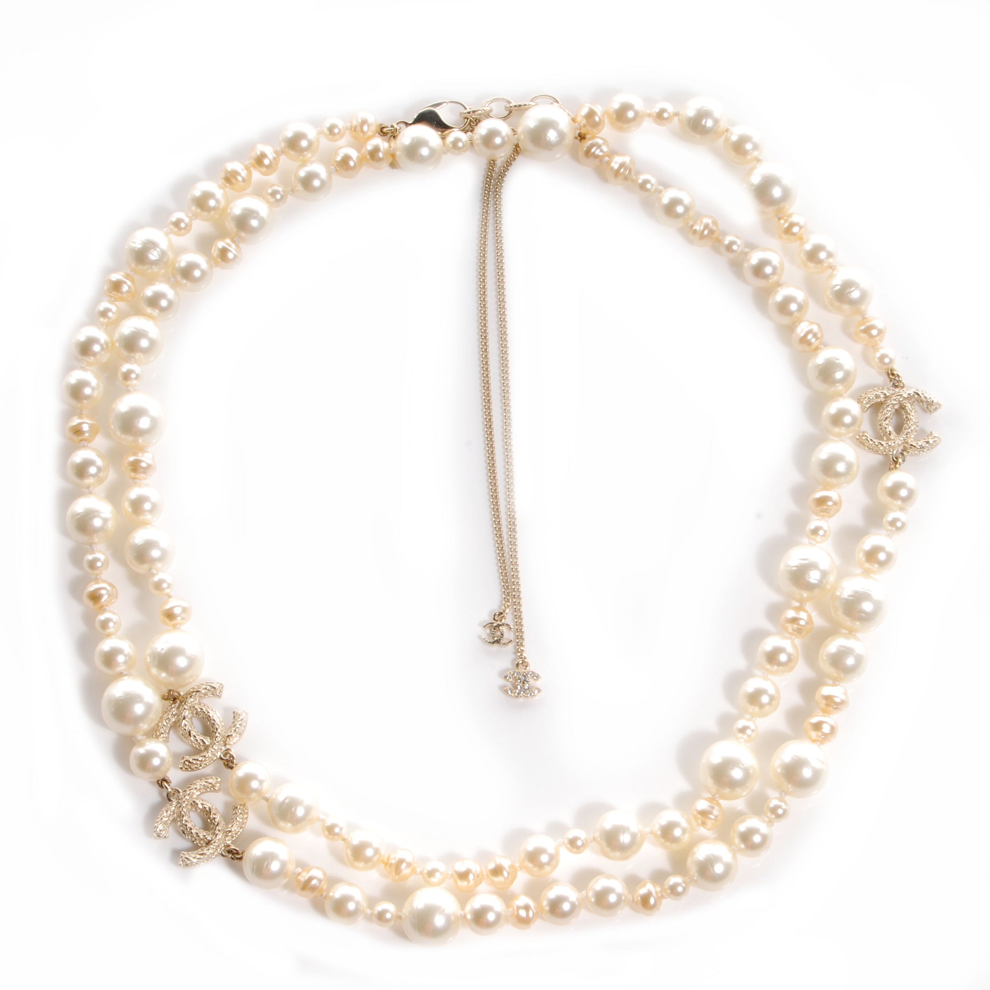 Chanel Pearl CC Long Necklace Gold 1 of 6
