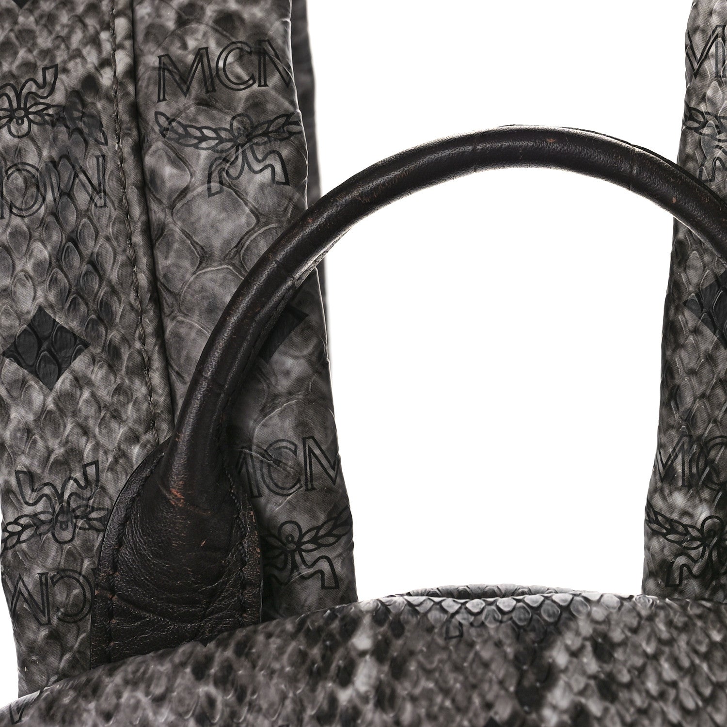 MCM Snakeskin Medium Studded Backpack Black Multicolor 1234957 – FASHIONPHILE