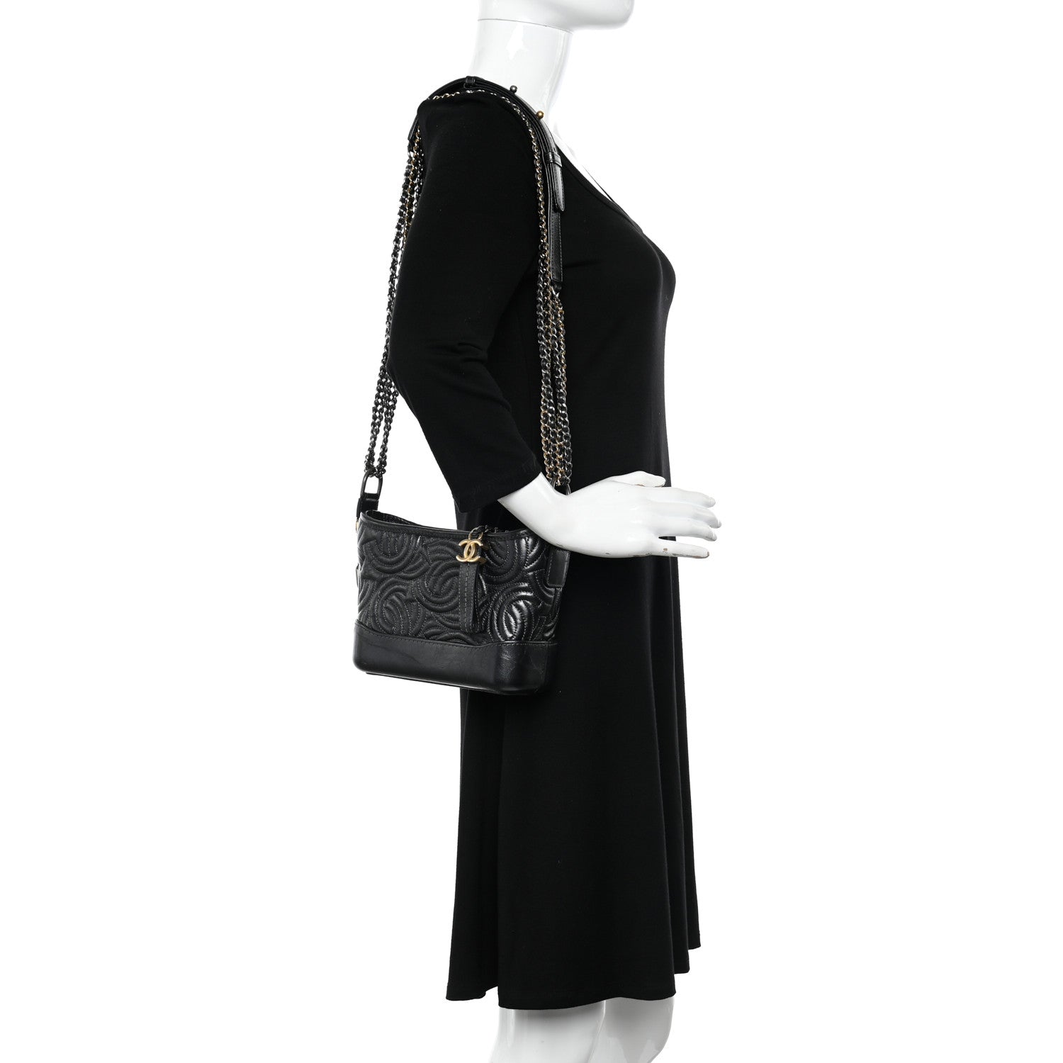 Chanel Aged Calfskin CC Quilted Small Gabrielle Hobo Black 2 of 12