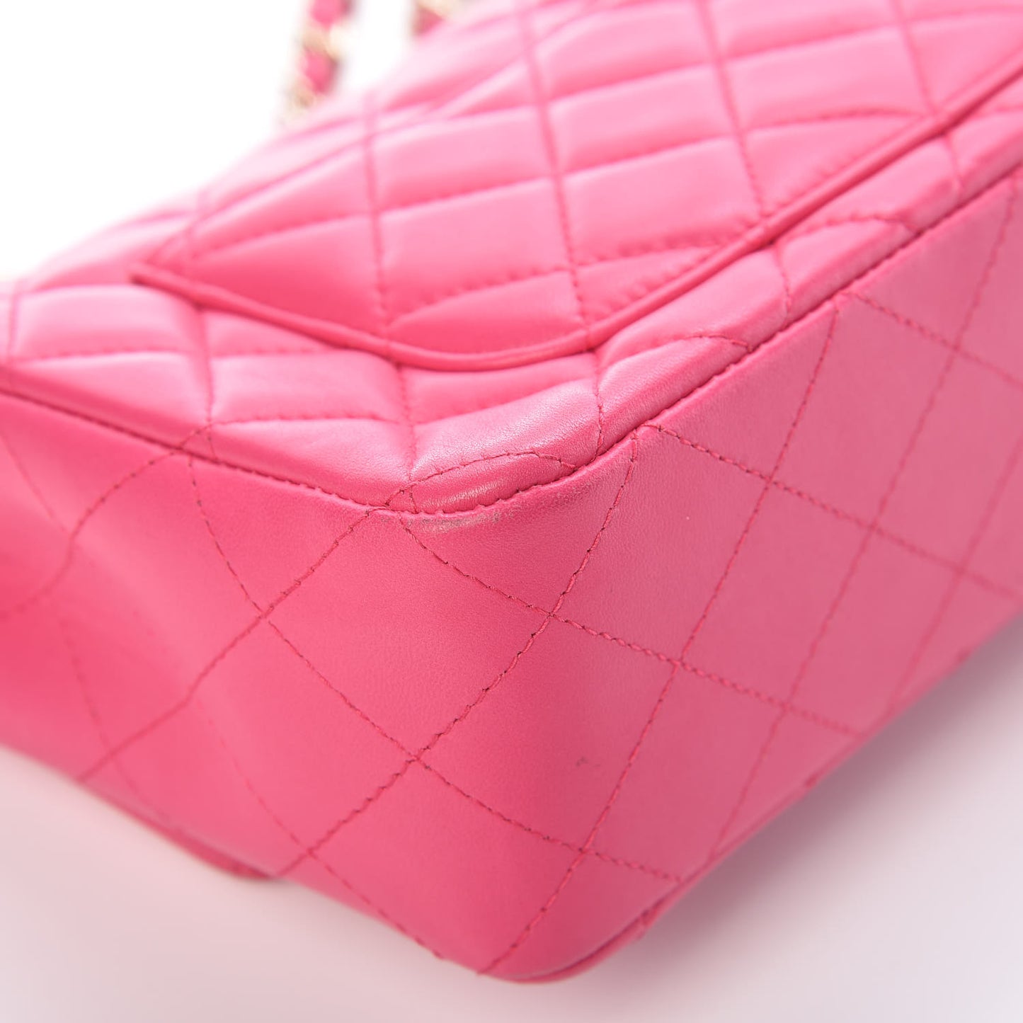 Lambskin Quilted Mini Rectangular Flap Dark Pink