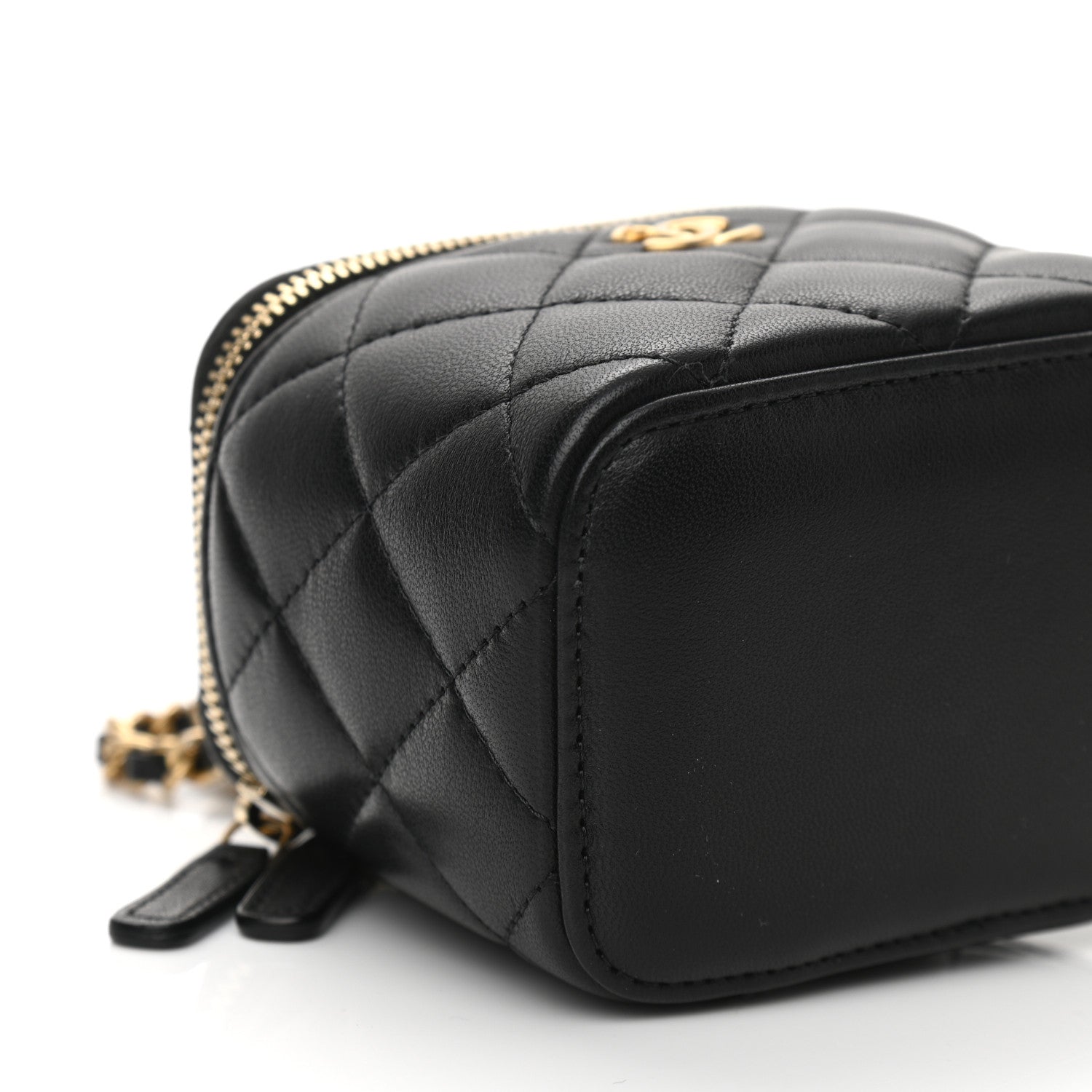 Chanel Lambskin Quilted Mini Pearl Crush Vanity Case With Chain Black 9 of 11