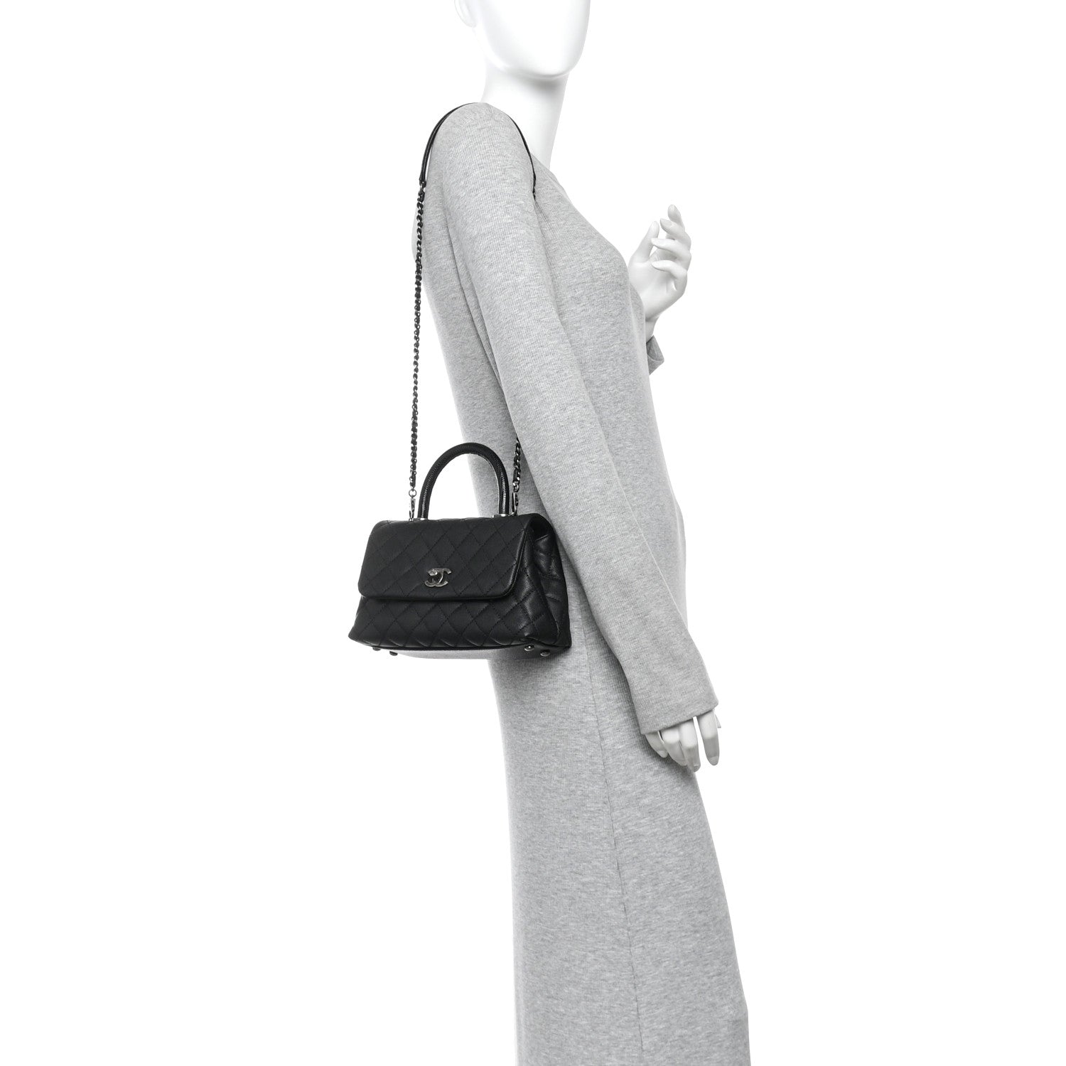 Chanel Caviar Lizard Embossed Quilted Mini Coco Handle Flap Black 2 of 11