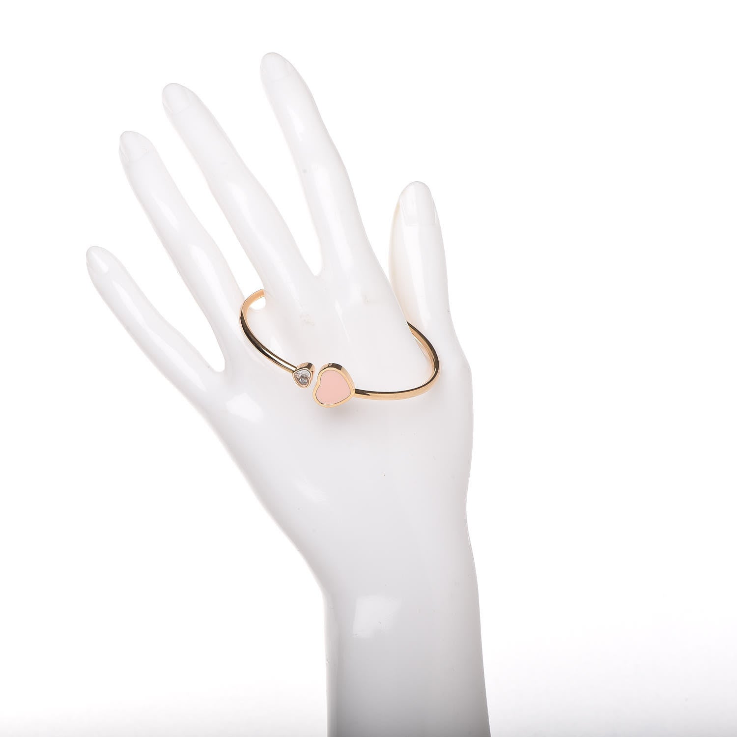 Chopard 18K Rose Gold Diamond Pink Stone Happy Hearts Bracelet 2 of 6