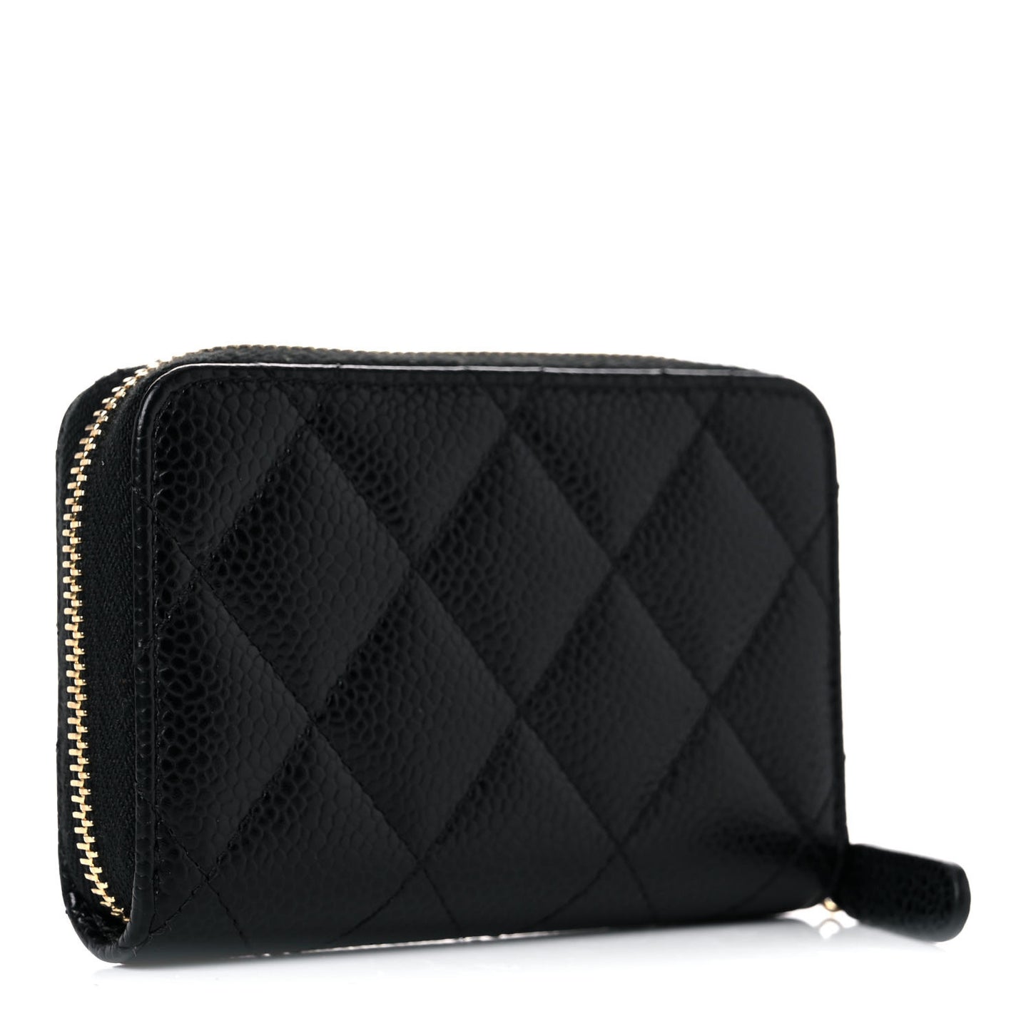Caviar Quilted Zip Coin Purse Black