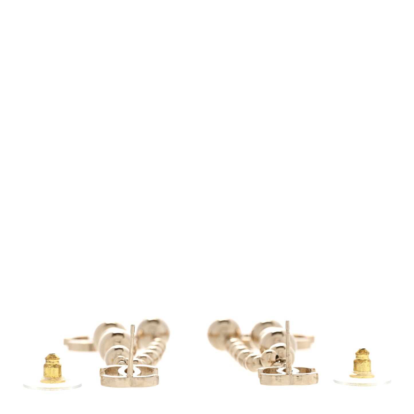 Metal CC Bead Drop Earrings Gold