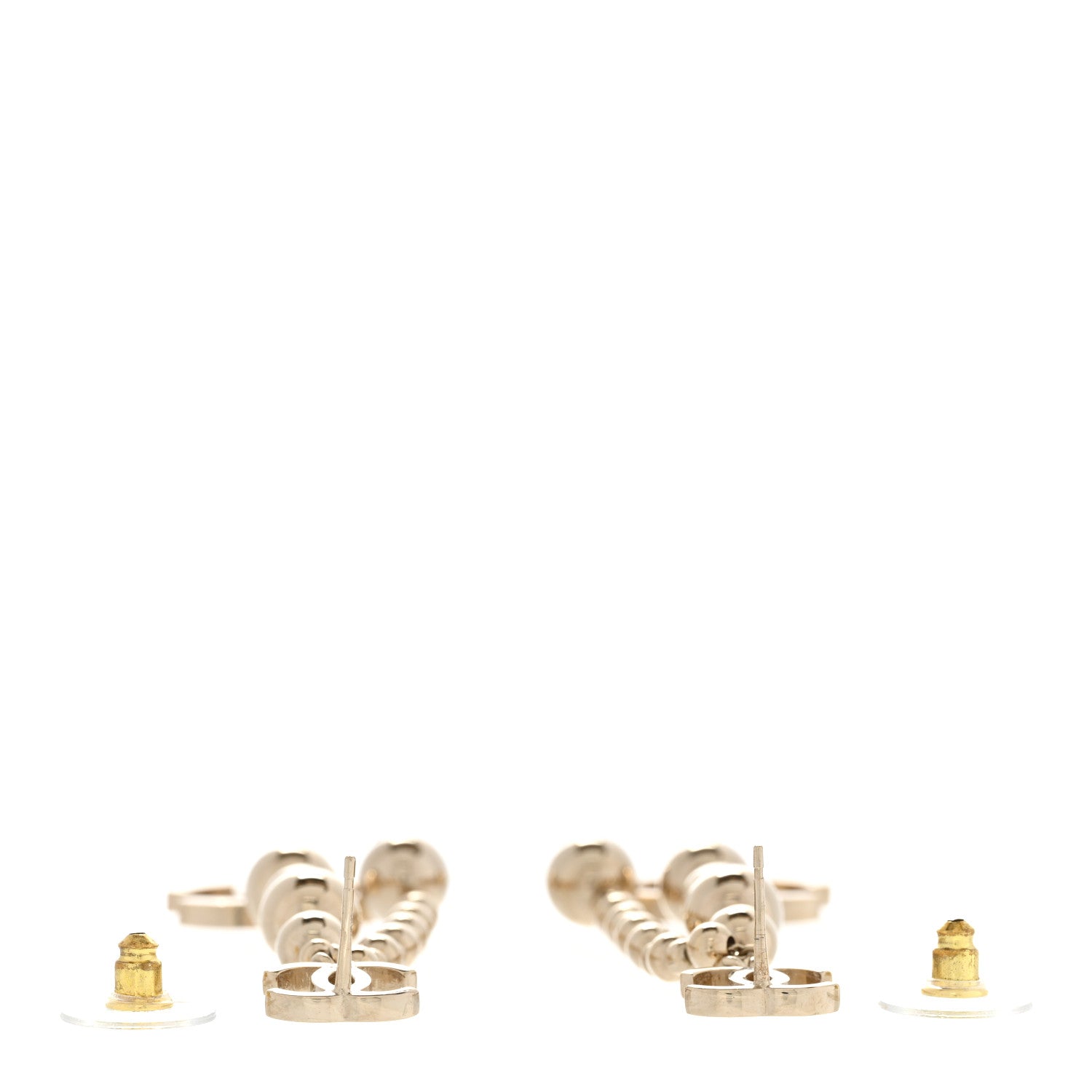 Chanel Metal CC Bead Drop Earrings Gold 3 of 5