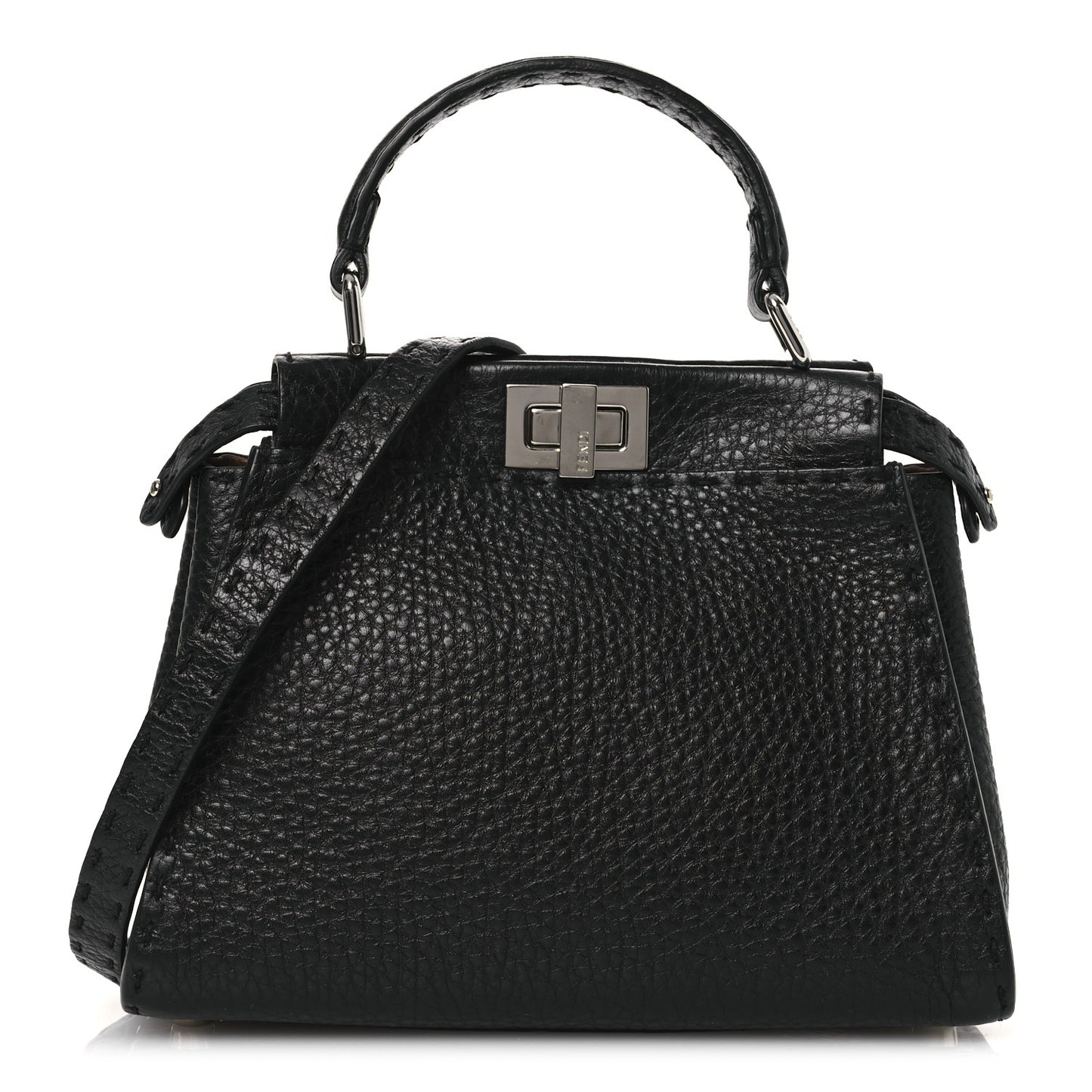 Cuoio Romano Selleria Bi-Color Mini Peekaboo Iconic Satchel Black Mou