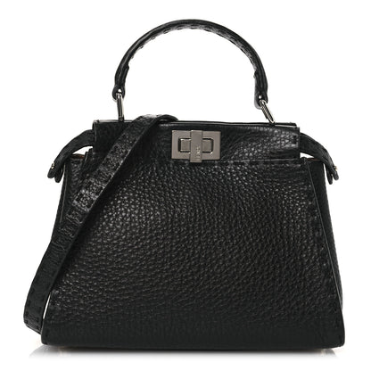 Fendi Cuoio Romano Selleria Bi-Color Mini Peekaboo Iconic Satchel Black Mou 1 of 10