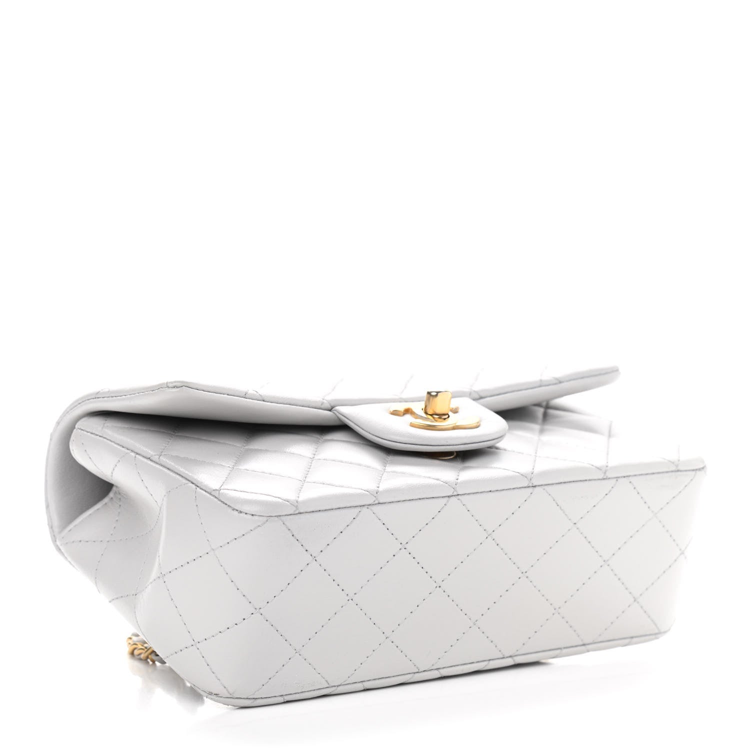 Chanel Lambskin Quilted Mini Top Handle Rectangular Flap Grey 4 of 9