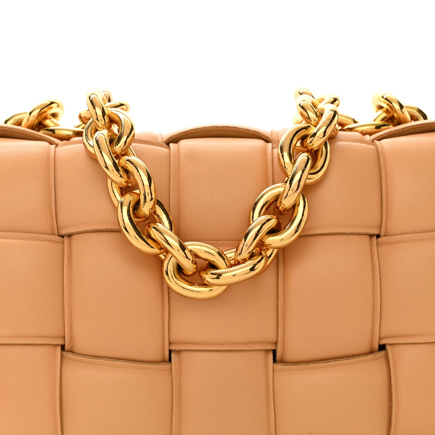 Bottega Veneta Lambskin Maxi Intreccio Padded Chain Cassette Crossbody Bag Almond 8 of 10