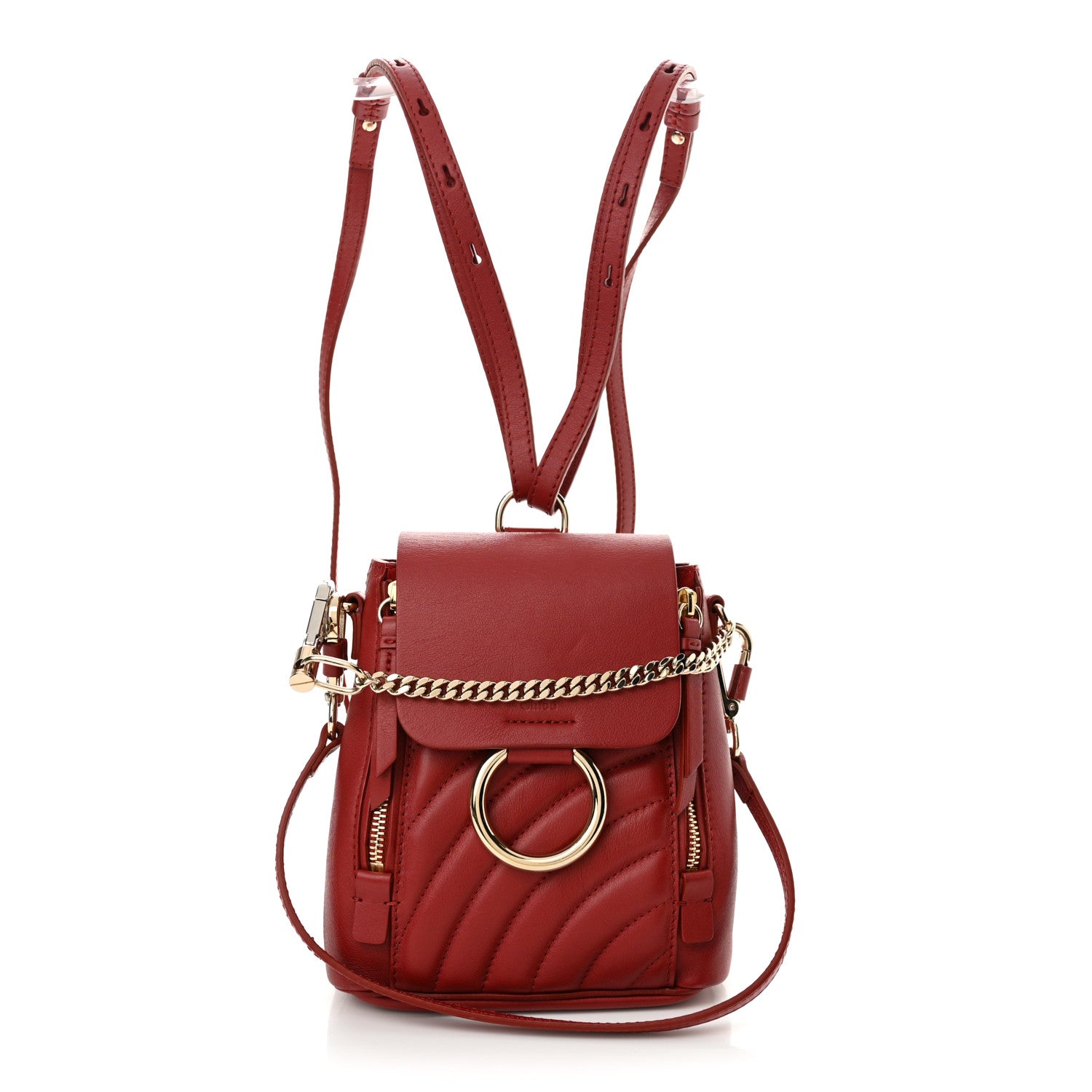 Chloe Calfskin Quilted Mini Faye Backpack Dahlia Red 1 of 10