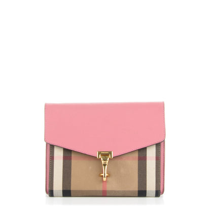 Burberry Derby Calfskin House Check Small Macken Crossbody Bag Mauve Pink 1 of 8