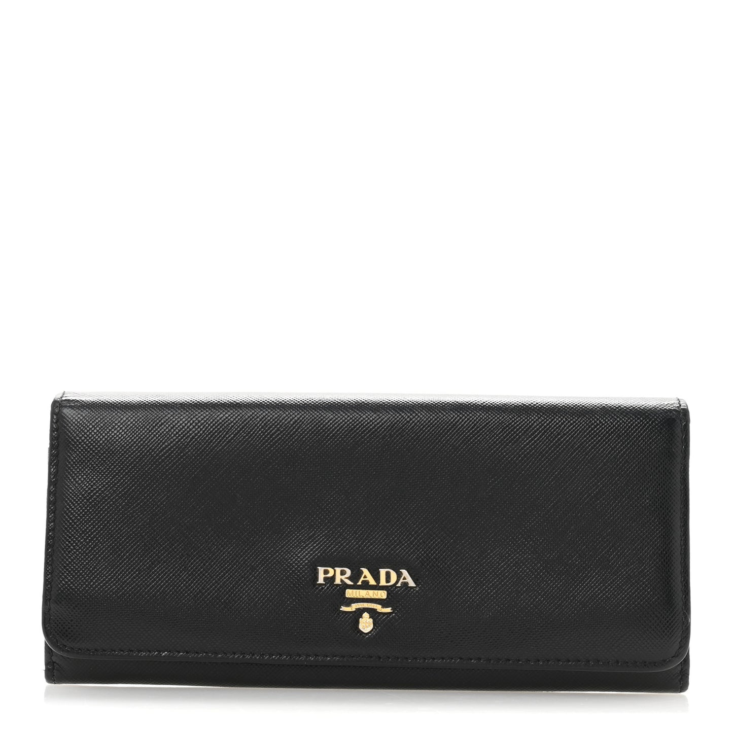 Saffiano Metal Continental Flap Wallet Black
