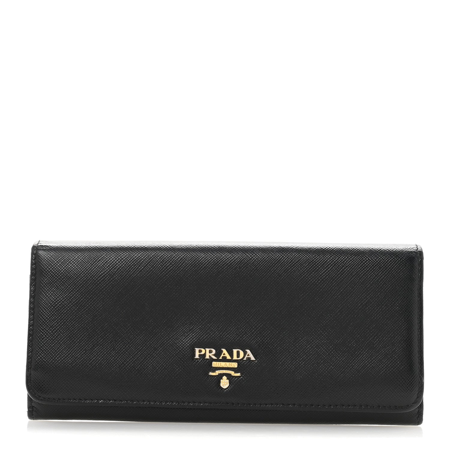 Prada Saffiano Metal Continental Flap Wallet Black 1 of 13
